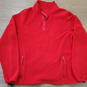 L.L. Bean Fleece Jacket Mens XXL Red 1/4 Snap Anorak Pullover Outdoor Sweater